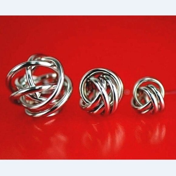 Solid 14K Gold Polished Love Knot Stud Push Back Earrings Size Large- 14mm - Picture 6 of 9